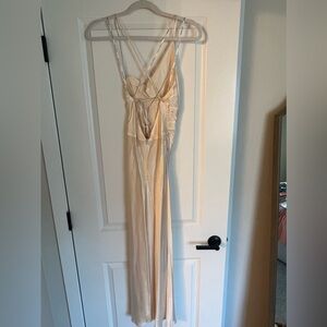 shona joy asymmetrical bias cowl midi dress